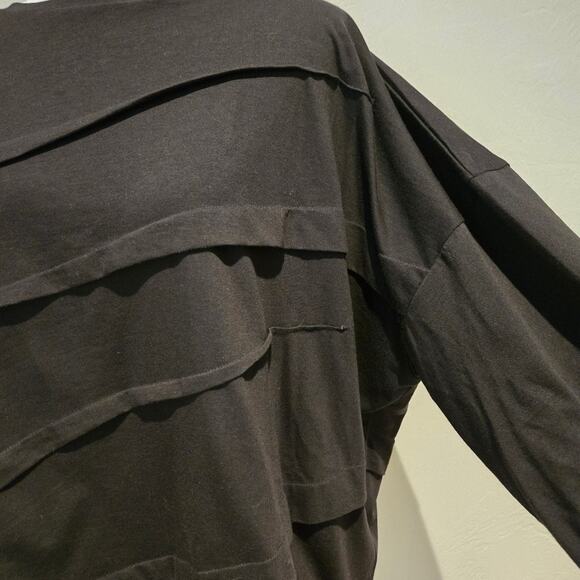 Planet by Lauren G Pima Cotton Luxury Tucked Boxy T-Shirt in Black, One Size - Picture 3 of 7